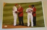 Red Schoendienst Autographed Signed 12x18 Photo Cardinals w/ Bob Gibson JSA COA HOF