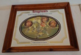 Seagram's Alcohol Advertising Mirror Sign Wooden Tinker Evers Chance Baseball Whiskey 17x21