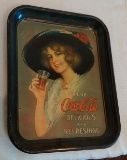 Vintage 1970s Coca Cola Coke Metal Advertising Tray Victorian Woman Lady 12x18