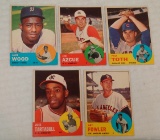5 Vintage 1963 Topps Baseball Rare 6th Series Card Lot Hi Numbers