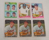 6 Vintage 1965 Topps Baseball High Number SP Card Lot Boog Powell Downing Stottlemyre Sox Rookies