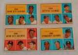 4 Different Vintage 1961 Topps Baseball Leaders Card Lot Mantle Clemente Mays Maris Banks Aaron