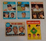 5 Vintage 1960s Baseball Leader Card Lot Mays Koufax Drysdale Clemente Aaron Maris Killebrew Cash