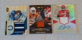 3 NFL Football Relic Game Used Jersey Lot Autographed Stripe #'d