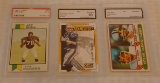 3 NFL Football GRADED Card Lot PSA AAG 1973 Topps Art Shell Rookie Tom Brady Fouts Staubach