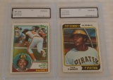 2 AAG Baseball GRADED Authentic Rookie Card Lot 1974 Topps Dave Parker 1983 Tony Gwynn
