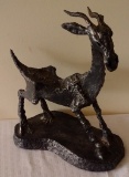 Vintage Goat Sculpture Figurine Erno Ernoe Koch Art Artwork Artist 1960s Stone Plaster 12x9.5''