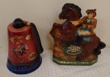 2 Vintage Decanter Bottle Lot Mr Boston Paul Revere Ezra Brooks 1976 Bicentennial Shriner Hat