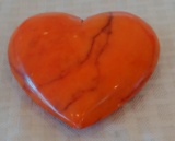 Vintage Heavy Orange Handmade Italy Heart Paperweight Trinket Mid Century?