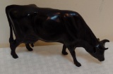 Vintage Hartland Plastics Black Grazing Cow 7'' Figurine 1960s
