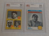 Vintage 1973 Topps Baseball Card Pair Babe Ruth #1 #474 Aaron Mays Leaders Beckett GRADED 3.5 4.5