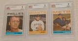 3 Vintage 1964 Topps Baseball Star HOF Card Lot Beckett GRADED Bunning Marichal Stengel 5 EX