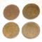 4 Vintage Large U.S Coin 1c Cent Lot Liberty 1840 1852 Currency