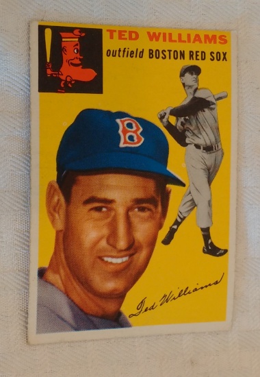 Vintage 1954 Topps Baseball #250 Ted Williams Red Sox HOF Last Card In Set Yellow