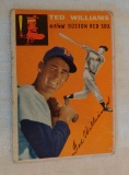 Vintage 1954 Topps Baseball #1 Ted Williams Red Sox HOF First Card In Set Orange