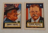 Vintage 1952 Topps Look N See President Card Pair #1 Franklin Roosevelt FDR & #6 Teddy SP Rare