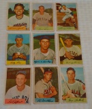 9 Vintage 1954 Topps Baseball Card Lot w/ Eddie Mathews