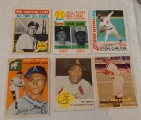 6 Vintage Baseball Card Lot w/ 1954 Topps Shantz Rookie 1957 Roy Campanella Creased 1963 Fleer White