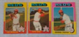 3 Vintage 1975 Topps Baseball Cincinnati Reds Star Card Lot Rose Morgan Foster Very Solid Condition