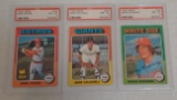 3 Vintage 1975 Topps Baseball PSA GRADED 8 NRMT Card Lot Gross Caldwell Downing