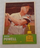 Vintage 1963 Topps Baseball Card #398 Boog Powell Orioles 2nd Year Rookie Trophy Solid Condition