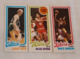 Key Vintage 1980-81 Topps NBA Basketball Rookie Card Panel 3 Cards RC Bird Magic Erving Detached HOF
