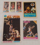 4 Vintage Topps NBA Basketball Card Lot Dr J Julius Erving 76ers HOF 1970s 1980s