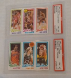 2 PSA GRADED 1980-81 Topps NBA Basketball Rookie Card Panel Lot Bird Magic 8 NRMT ST HOF