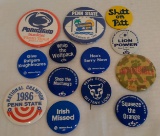 13 Different Vintage Penn State Football Bank Button Pin Lot Bowl Games 1970s Paterno Era
