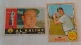 2 Vintage Al Kaline Topps Baseball Card Lot Pair 1960 #50 & 1968 #240 Tigers HOF MLB