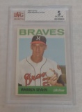 Vintage 1964 Topps Baseball Card #400 Warren Spahn Braves HOF Beckett GRADED 5 EX