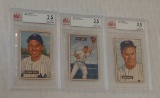 3 Vintage 1951 Bowman Baseball Beckett GRADED Lot Bauer Hopp Yankees Suder A's