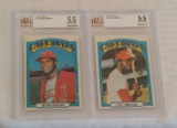 2 Vintage 1972 Topps Baseball Card Lot Pair Lou Brock Bob Gibson Cardinals HOF Beckett GRADED 5.5 EX