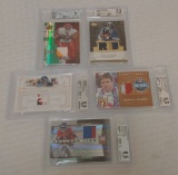 5 BGS GRADED NFL Football Relic Jersey 3 Color Patch Slabbed Lot #'d Low Serial Hester Talib Johnson