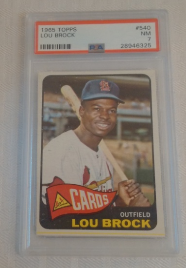 Vintage 1965 Topps Baseball Card #540 Lou Brock PSA GRADED 7 NRMT Cardinals HOF Yellow Line Variant