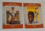 2 Topps Willie Mays Silk Cloth Insert Card Pair Giants HOF 1953 1954