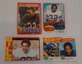 4 Vintage 1970s Topps NFL Football Card Lot OJ Simpson Bills HOF