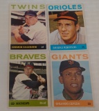 4 Vintage 1964 Topps MLB Baseball Card Lot All Stars HOF Cepeda Brooks Mathews Killebrew