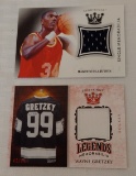 Sport Kings Relic Game Used GU Jersey Insert Card Pair HOF #'d Wayne Gretzky NHL Olajuwon NBA