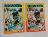 2 Vintage 1975 Topps Baseball Card #50 Brooks Robinson Orioles Red & Orange Variation Factory Error