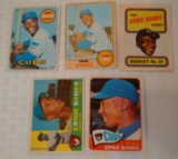 5 Vintage Topps Baseball Card Lot Ernie Banks Cubs HOF 1960 1965 1968 1969 1970 Booklet Insert