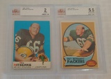 2 Vintage Topps NFL Football Card Lot Ray Nitschke Packers 1969 1970 HOF Beckett GRADED 5.5 2