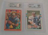 2 BGS GRADED 8.5 NFL Football Troy Aikman Rookie Card RC Lot 1989 Topps Traded Pro Set Cowboys HOF