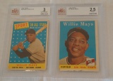 Pair Vintage 1958 Topps Baseball Card Lot Willie Mays #5 & #486 All Star Beckett GRADED Giants HOF