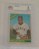 Vintage 1966 Topps #1 Willie Mays Baseball Beckett GRADED 2 Good Giants HOF First Card In Set