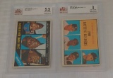 2 Vintage Topps Leader Card Lot Beckett GRADED 5.5 3 Mays Clemente McCovey Williams 1961 1966 HOF