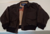 Nice Leather Air Force Airborne Coat Jacket Mens Large Dark Brown