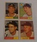 4 Vintage 1961 Topps Baseball Star HOF Card Lot Spahn Yaz Aparicio Howard