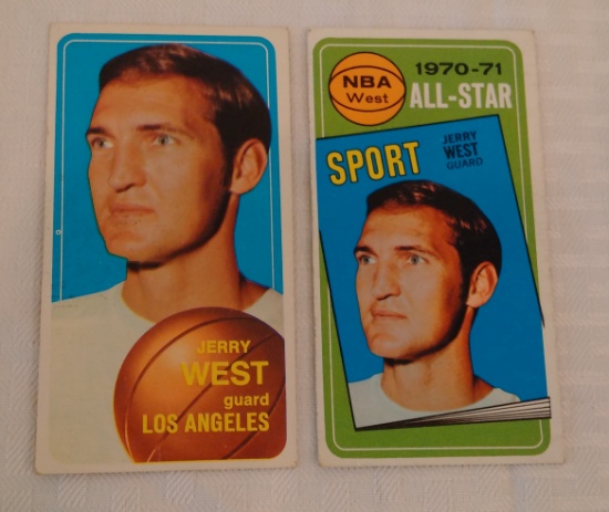 2 Vintage 1970-71 Topps NBA Basketball Card Lot Tall Boys Jerry West #107 #160 Lakers HOF