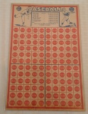 Vintage 1930s 1940s Pre War Baseball Candy Push Punch Put Cardboard 1 Cent 1c 120 Unused 8x11''